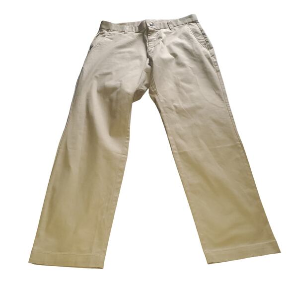 NEW Fabletics Men's (31x28.5) High Side Chino Classic Pants Tan Stretch Pockets